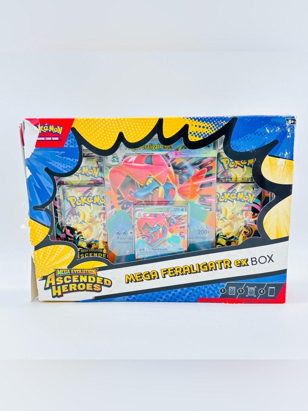 Pokemon TCG Mega Feraligatr ex Box Ascended Heroes Complete Sealed Damaged Box